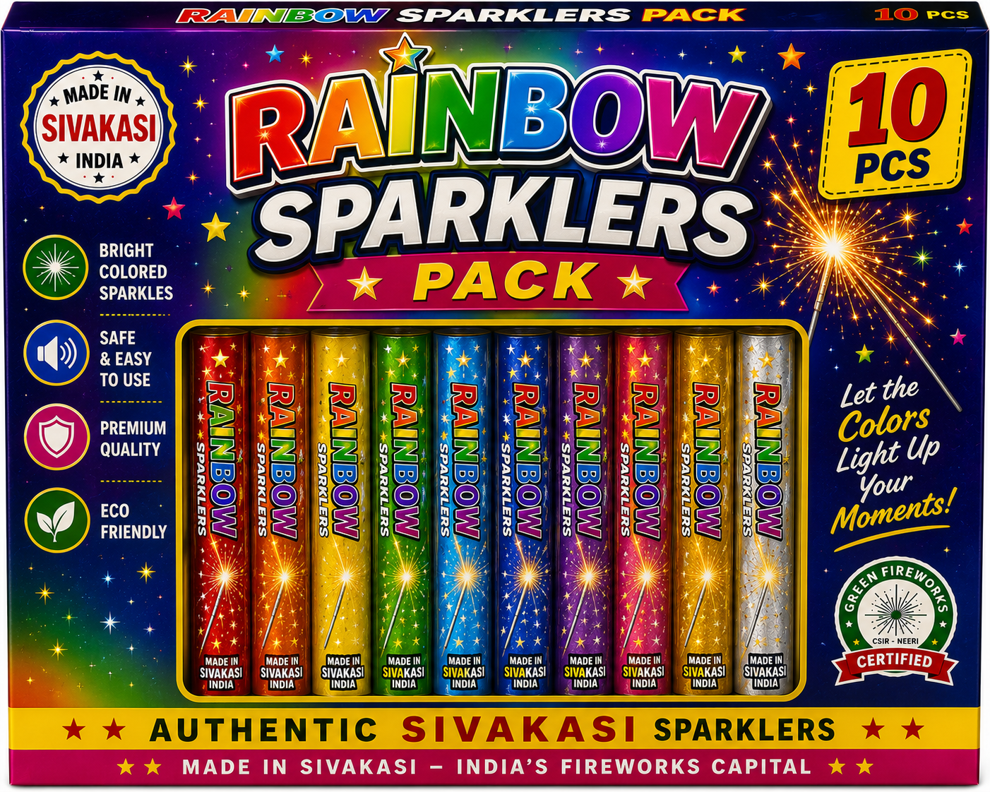 Rainbow Sparklers Pack (10 pcs)