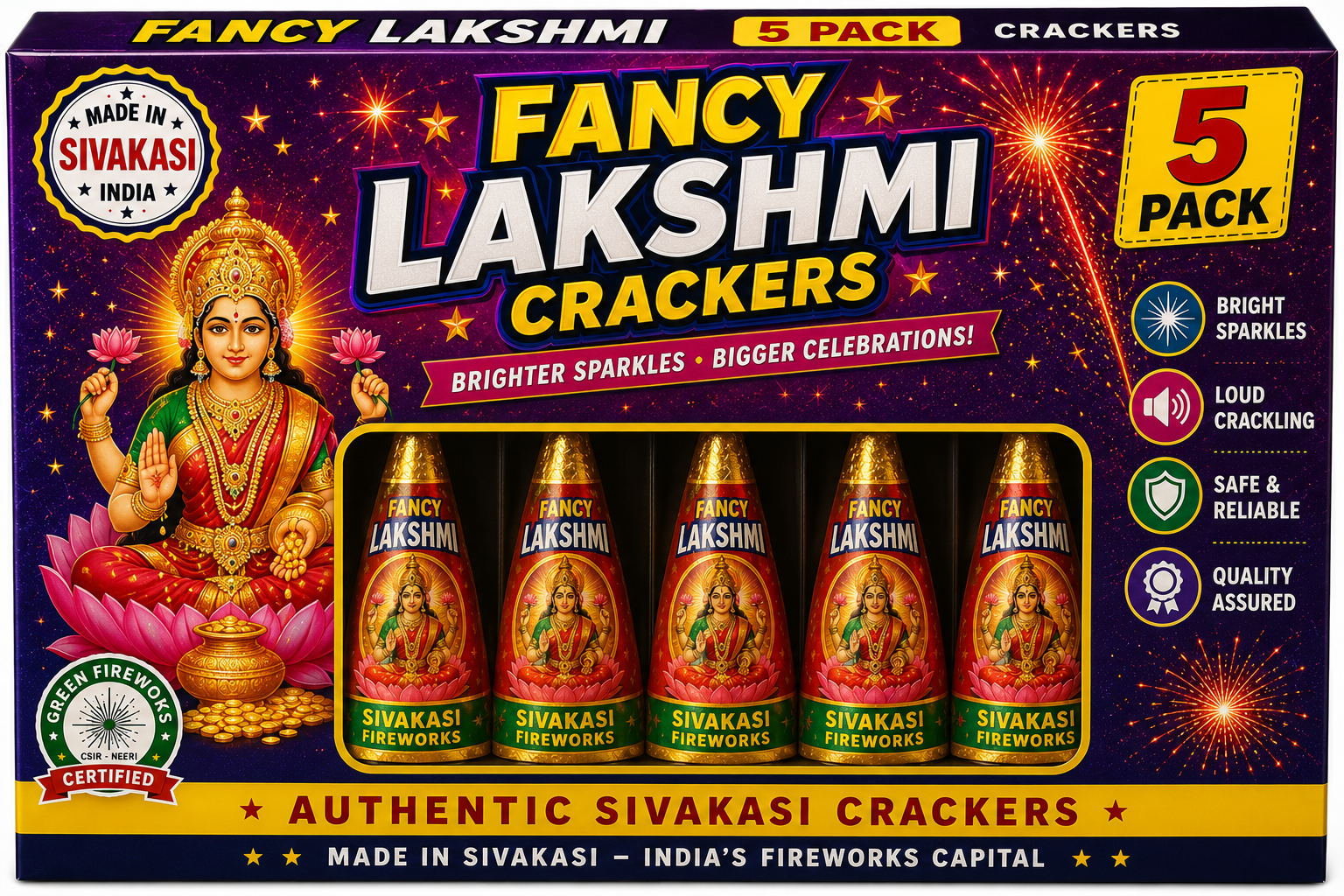 Fancy Lakshmi Crackers 5 Pack